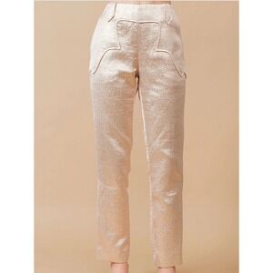 Blue B‎ Rose Gold Metallic Pants Size L Metallic Western Pants